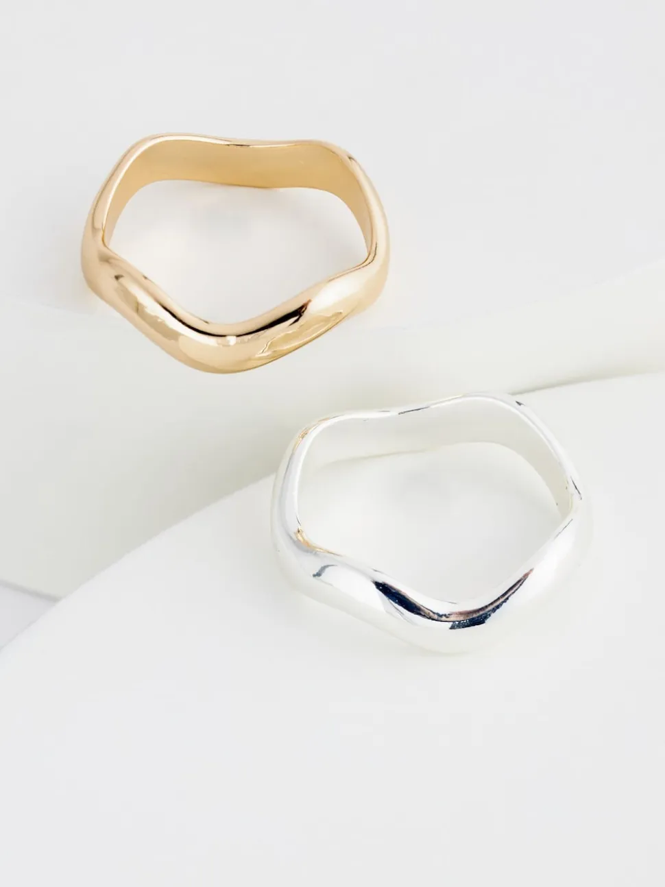 Goud/zilver - Tone Wave Rings 2 Pack