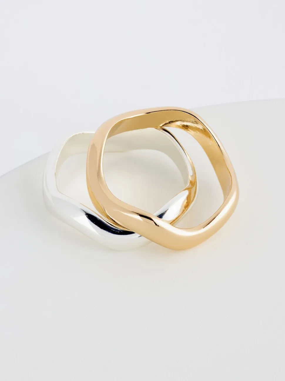 Goud/zilver - Tone Wave Rings 2 Pack