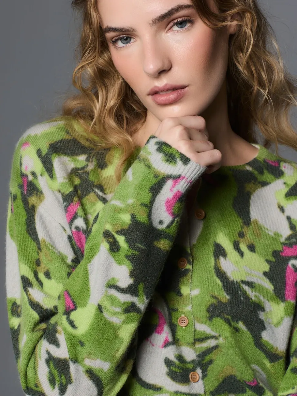 Green Duck Print - Gebreid vest met ronde hals