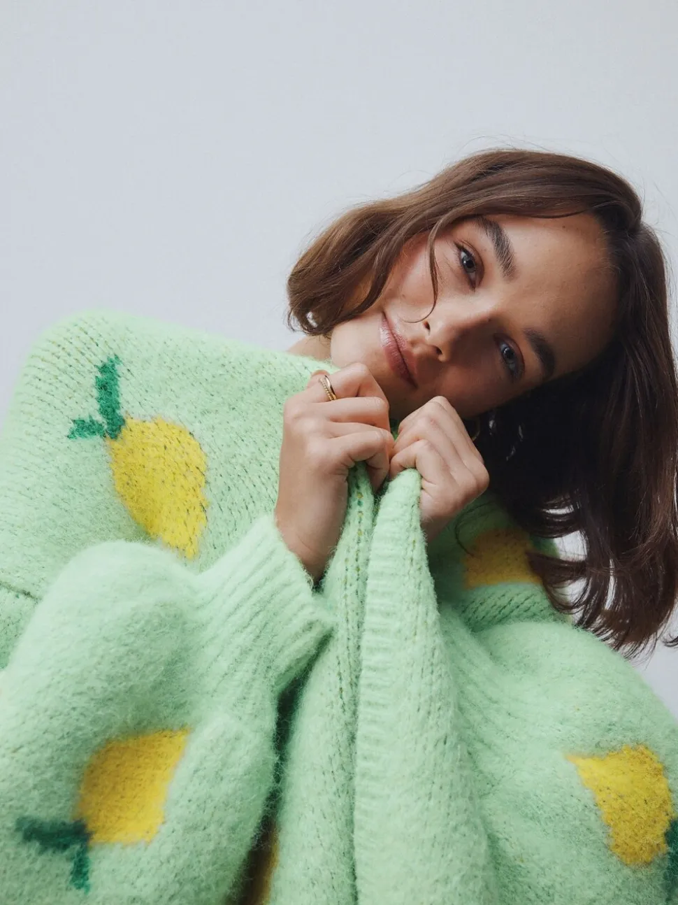 Green Lemon Pattern - Gebreid vest