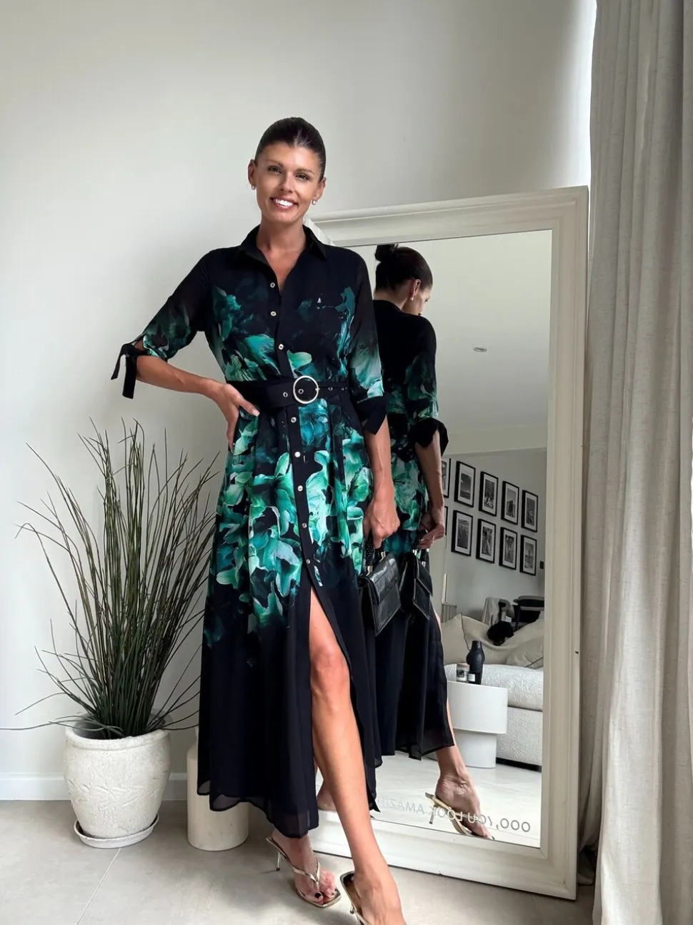 Green Placement Floral - Style Cheat - Daphne overhemdjurk met riem