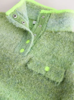 Green Spacedye - Boucle Stand Neck Pocket Jumper