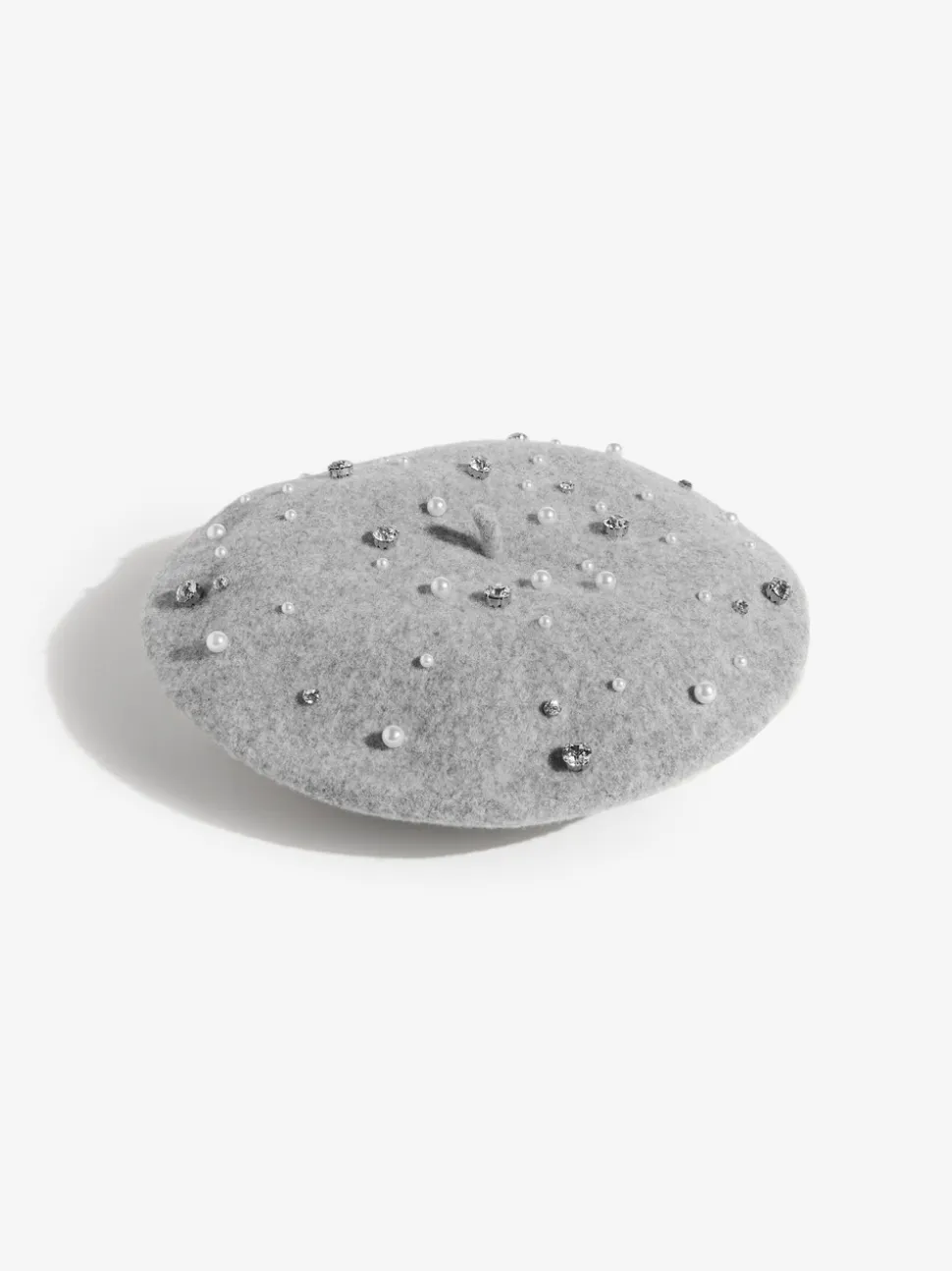 Grey Embelished - Love & Roses Beret Hat