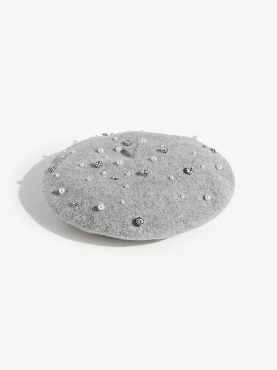Grey Embelished - Love & Roses Beret Hat