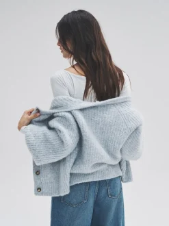 Grey Marl/Light Blue - The Set 2 Pack Ribbed Chunky Knitted Cardigans