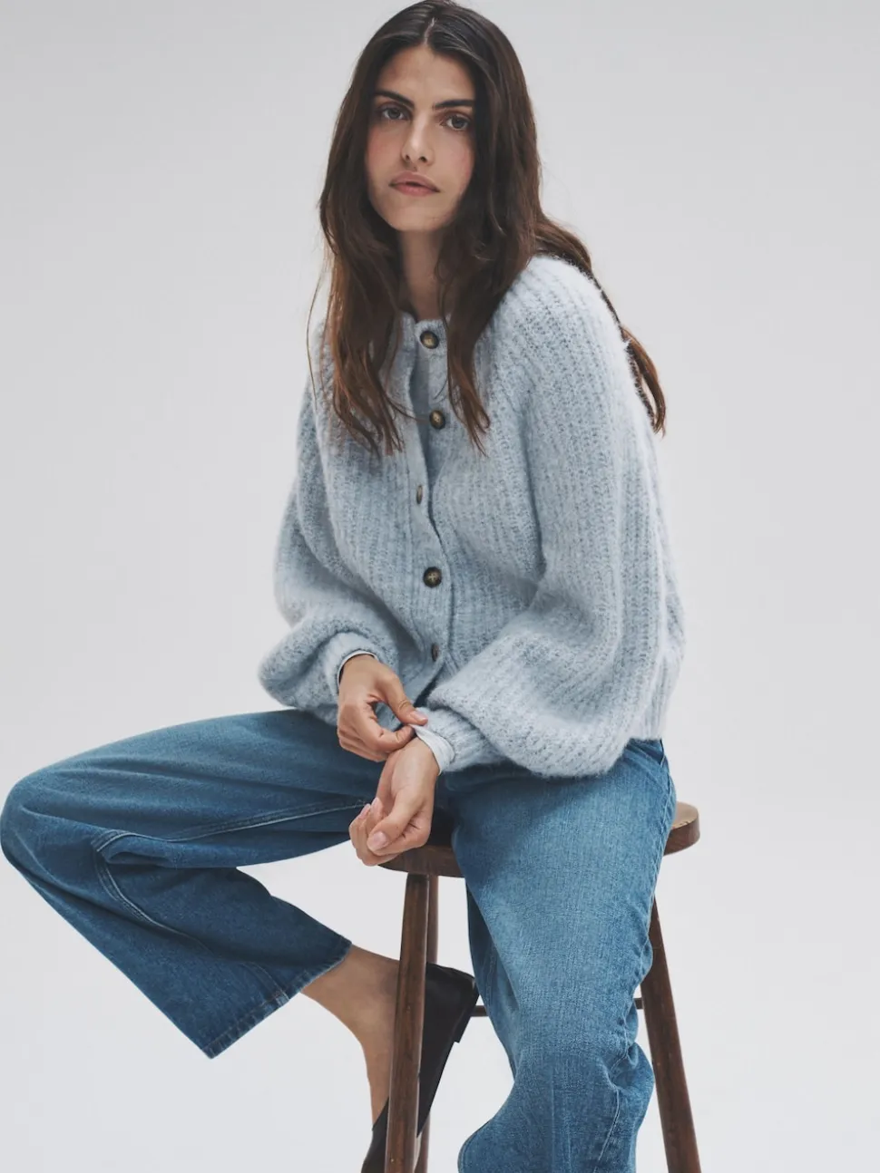 Grey Marl/Light Blue - The Set 2 Pack Ribbed Chunky Knitted Cardigans