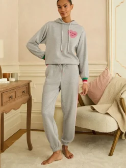 Grey Rainbow Tipped - Love & Roses Jersey Loungewear Bottoms