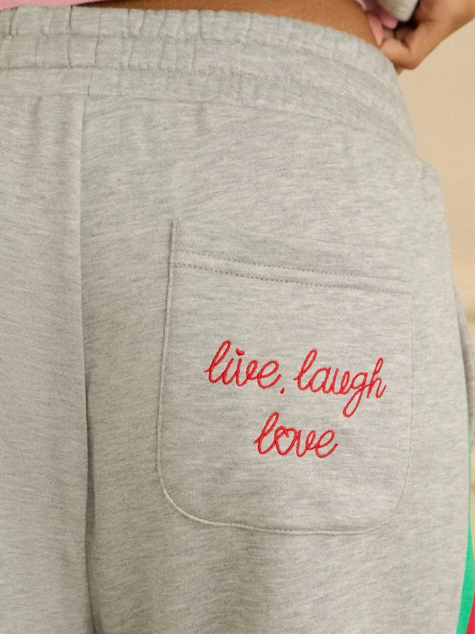 Grey Rainbow Tipped - Love & Roses Jersey Loungewear Bottoms