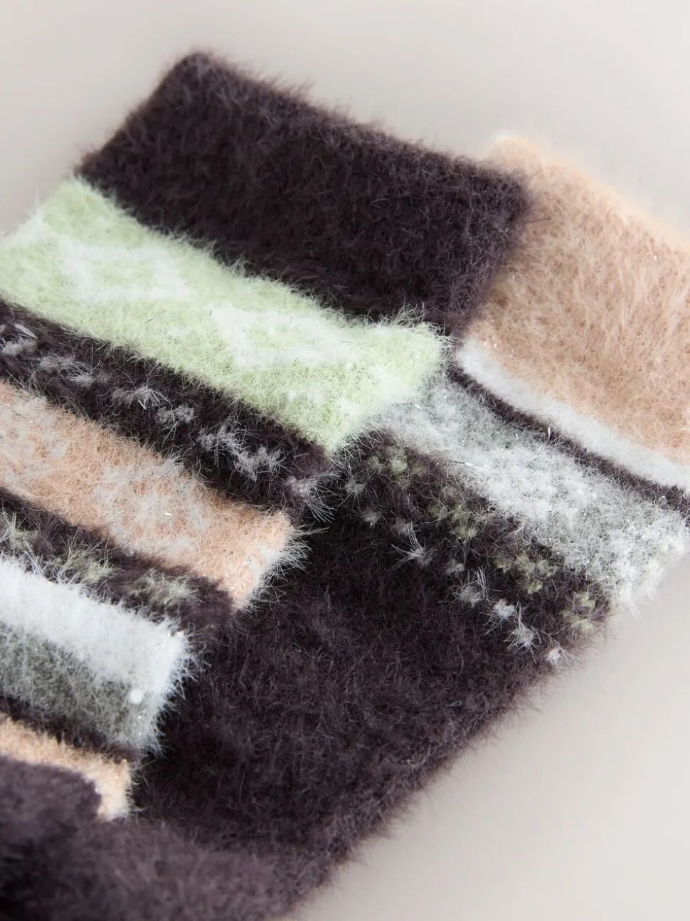 Grey/Pastel Fairisle - 2 Paar superharige behaaglijke sokken