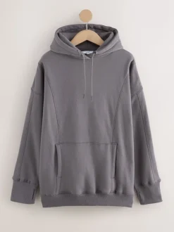 Grijs - Active Longline Overhead Hoodie met superzacht naaddetail en zakken
