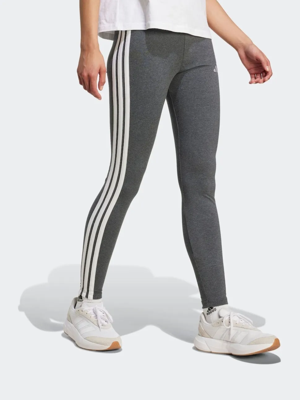 Grijs - adidas Essentials katoenen legging met 3 strepen