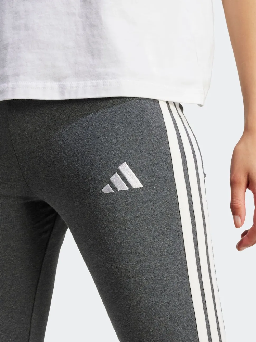 Grijs - adidas Essentials katoenen legging met 3 strepen
