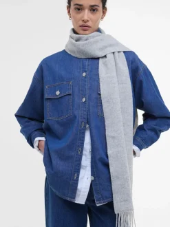 Grijs - Barbour® geweven sjaal van lamswol