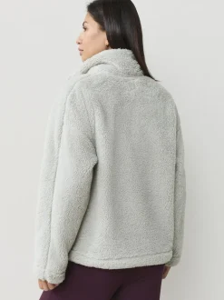 Grijs - Borg fleece met korte rits