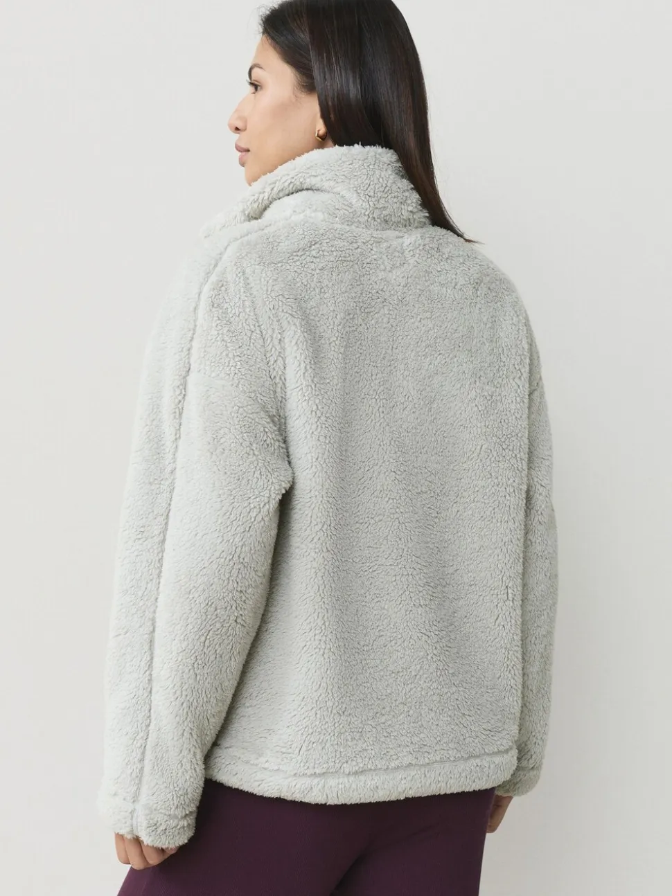 Grijs - Borg fleece met korte rits