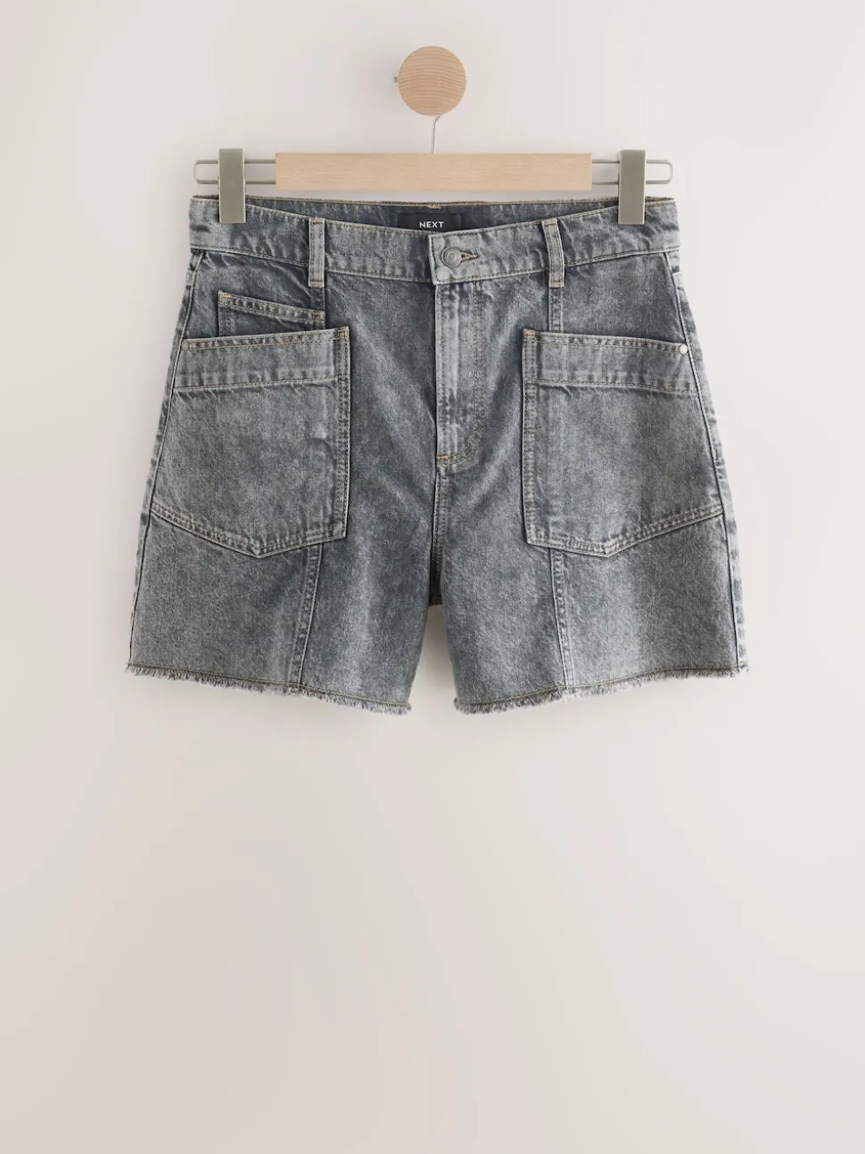 Grijs - Denim Cargo Pocket Shorts