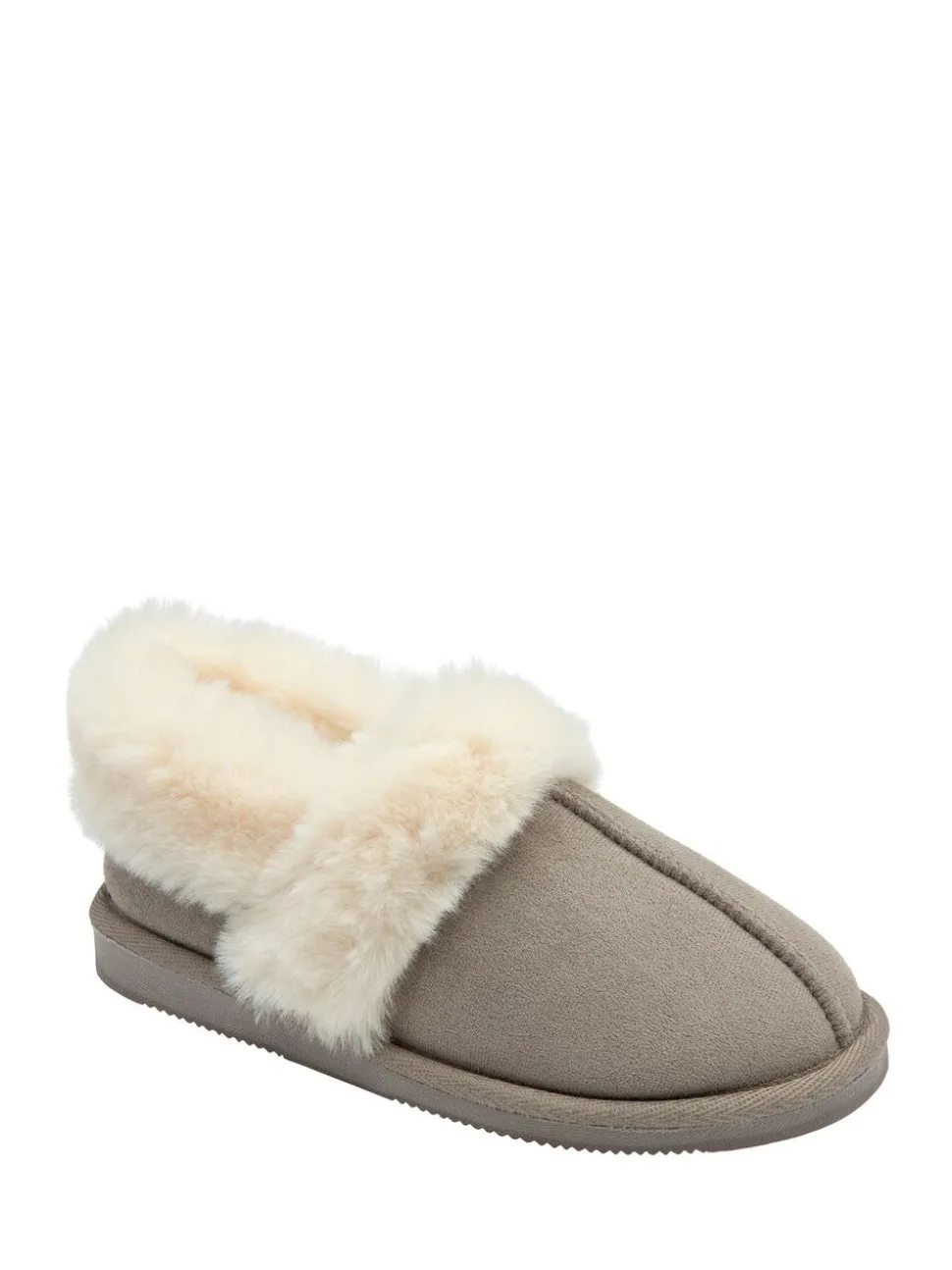 Grijs - Dunlop Faux Suede Collar Full Slippers