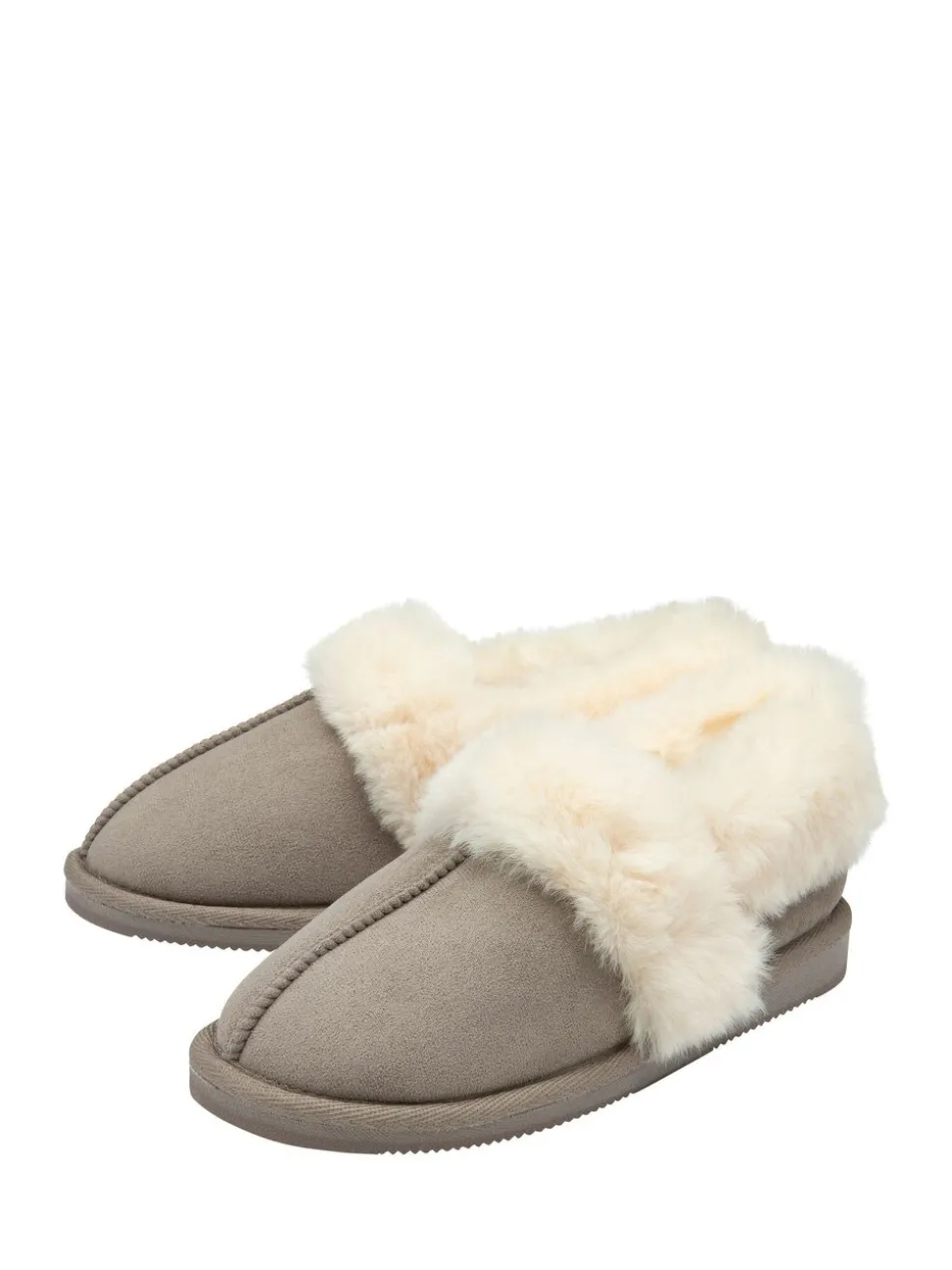 Grijs - Dunlop Faux Suede Collar Full Slippers