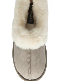 Grijs - Dunlop Faux Suede Collar Full Slippers