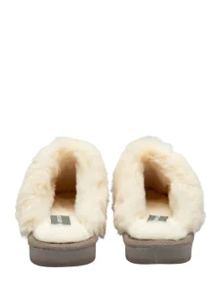 Grijs - Dunlop Faux Suede Mule Slippers Fur Collar