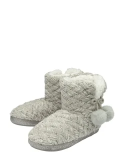 Grijs - Dunlop gebreide pantoffelslaarsjes voor dames