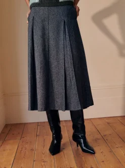 Grijs - Fleck Pleated Midi Skirt