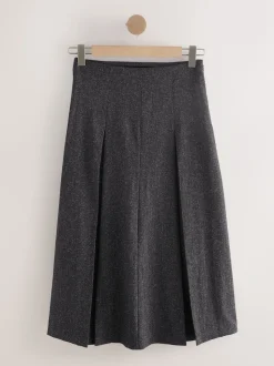 Grijs - Fleck Pleated Midi Skirt