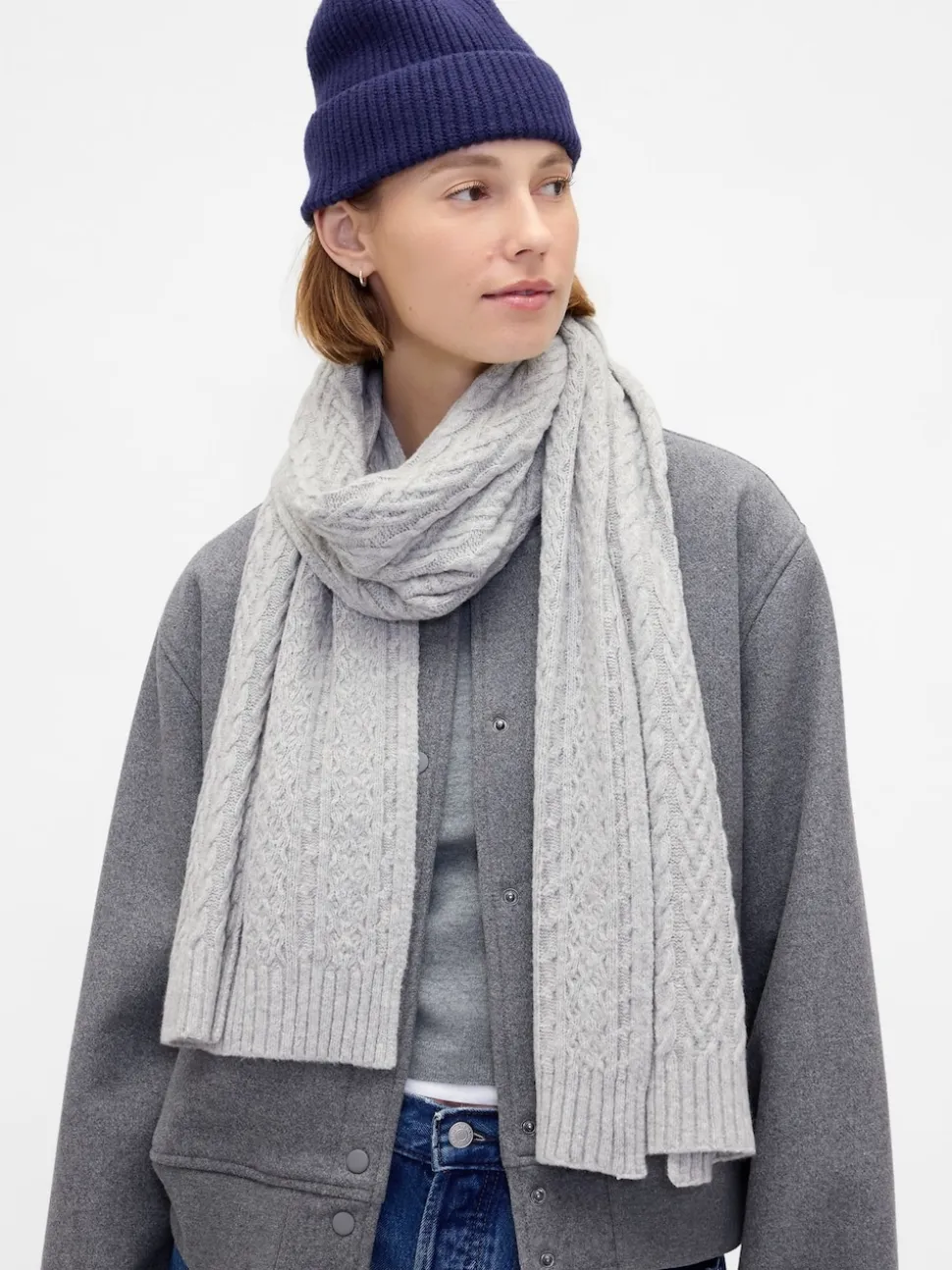 Grijs - Gap CashSoft Cable Knit Scarf