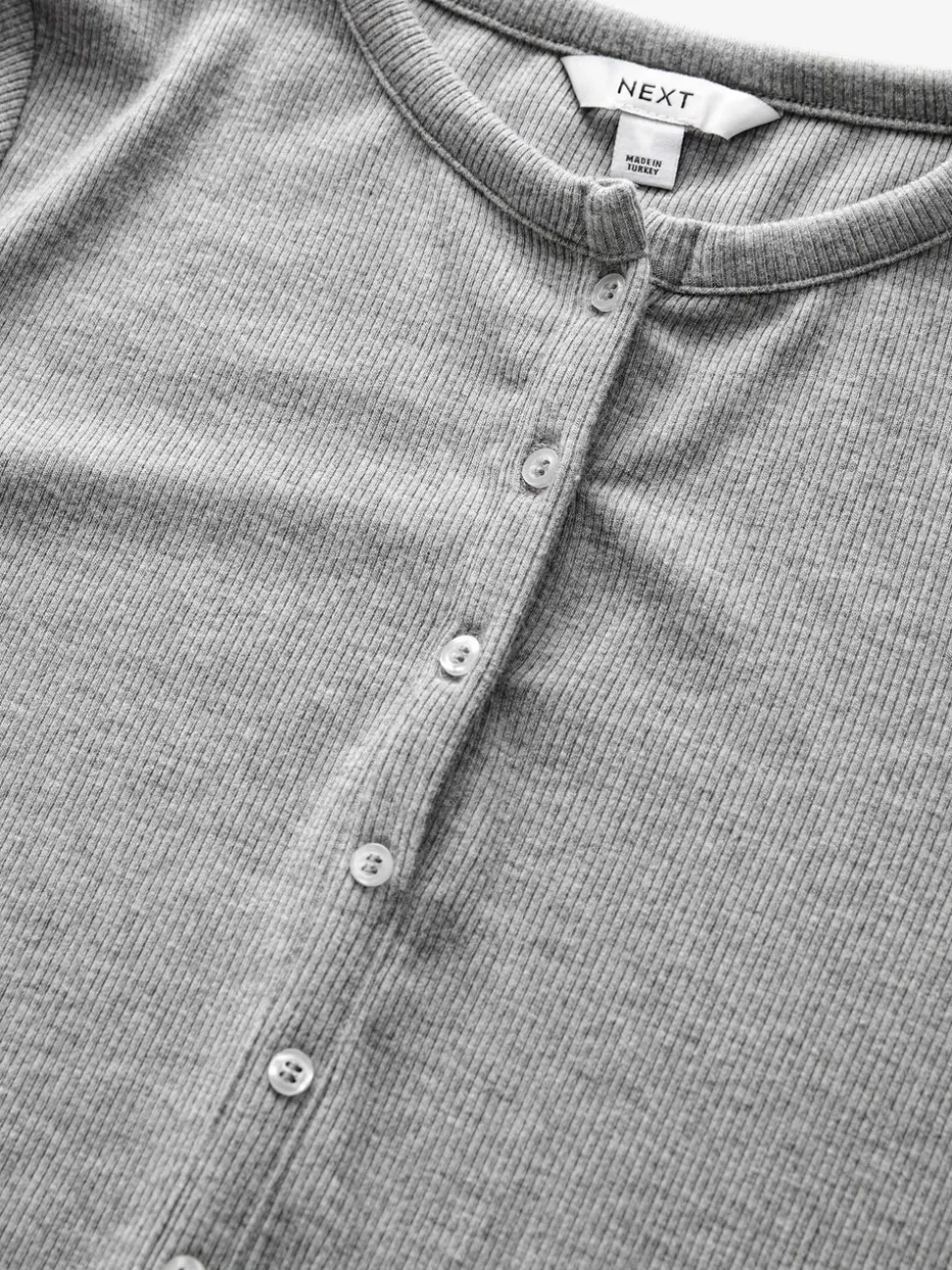 Grijs - Geribbelde Henley-bodysuit met lange mouwen