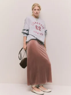 Grijs - Grafisch satijnapplicatie 'Le Marais' City sweatshirt met lange mouwen en ronde hals