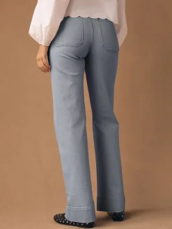 Grijs - Jeans met wijde pijpen en opgestikte zakken