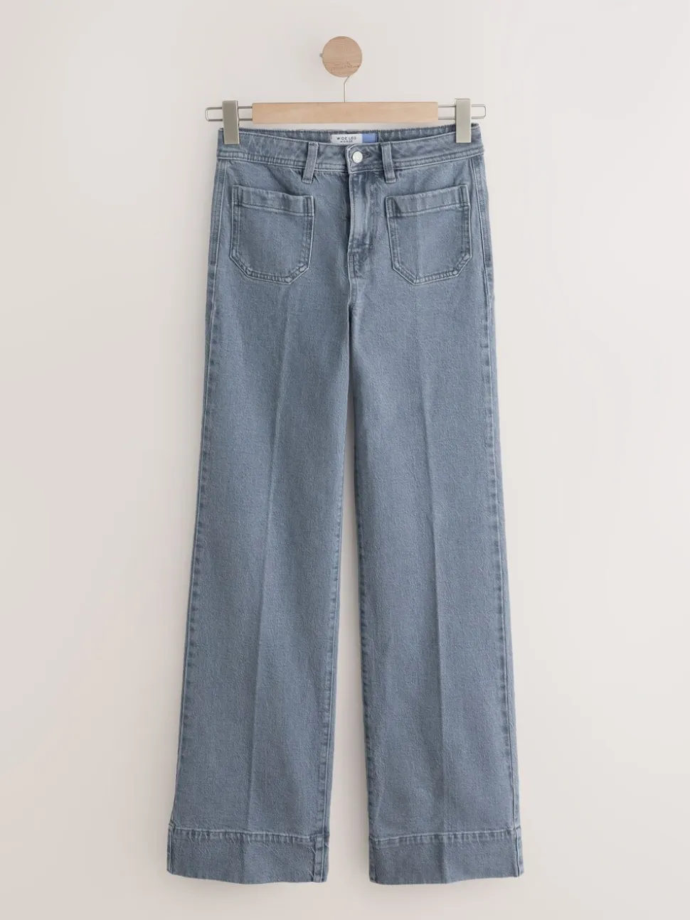 Grijs - Jeans met wijde pijpen en opgestikte zakken