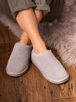 Grijs - Lakeland Leather - Winterpantoffelklompen met schapenvacht voor dames
