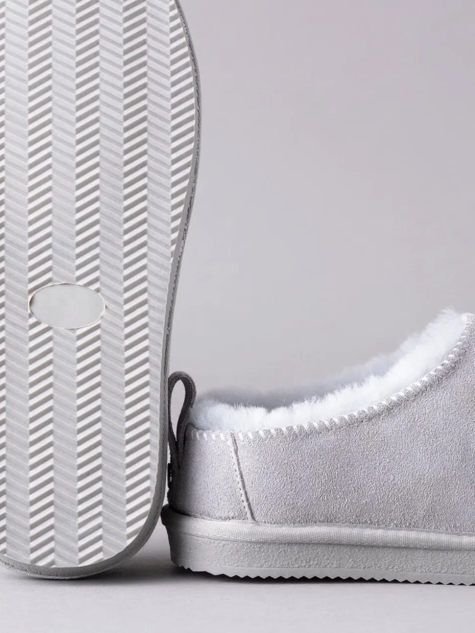 Grijs - Lakeland Leather - Winterpantoffelklompen met schapenvacht voor dames