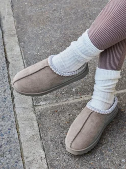 Grijs - Linzi Tana Faux Suede Slip-On Slippers