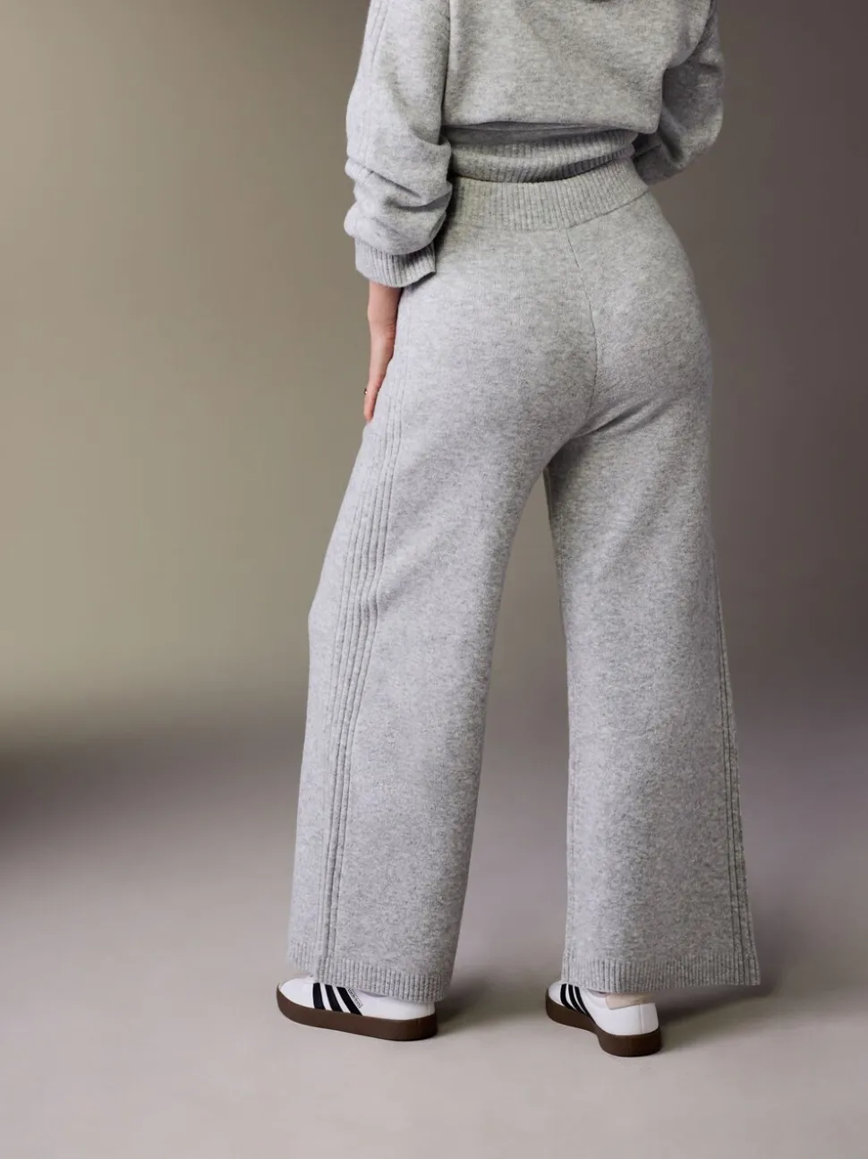 Grijs - Maternity Knitted Wide Leg Trousers