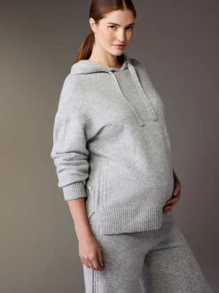 Grijs - Maternity Knitted Hoodie