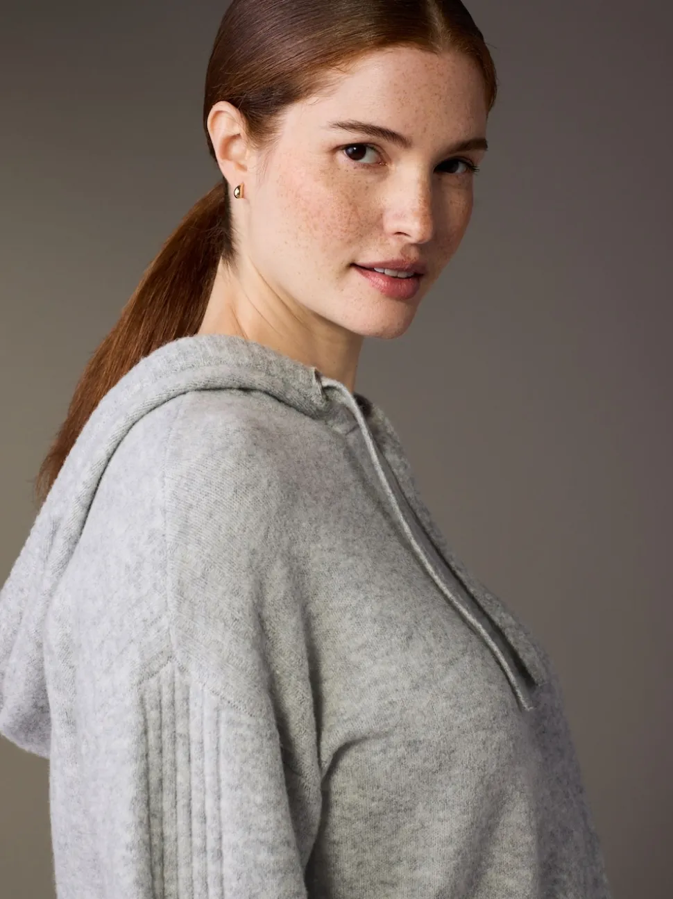 Grijs - Maternity Knitted Hoodie