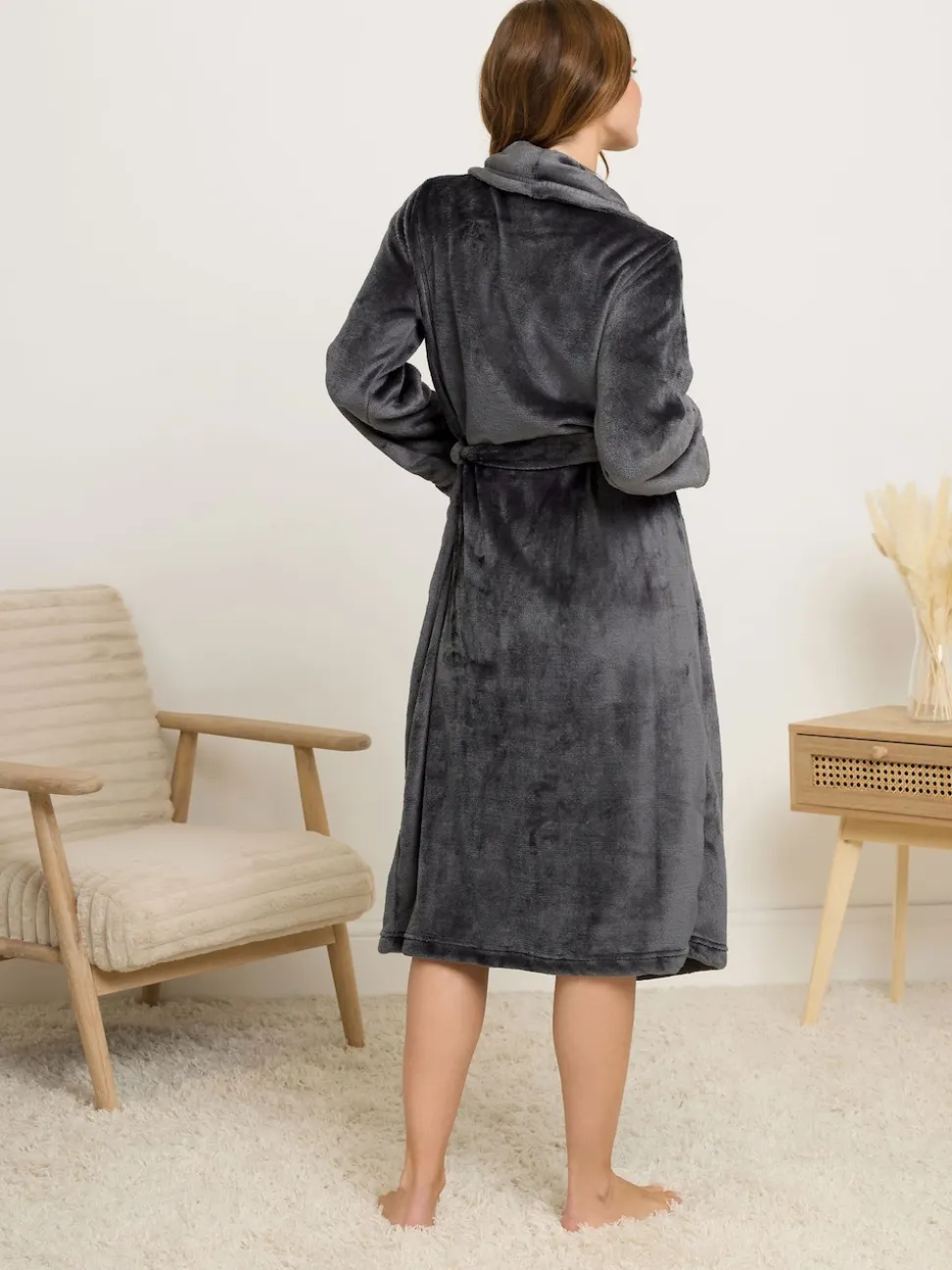 Grijs - M&Co Ribbon Shawl Collar Robe
