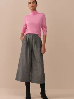 Grijs - N. Premium visgraat culottes met wol