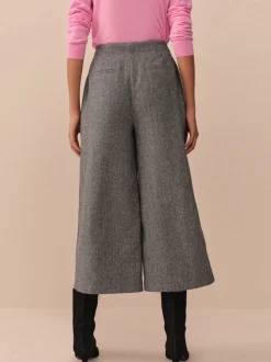 Grijs - N. Premium visgraat culottes met wol