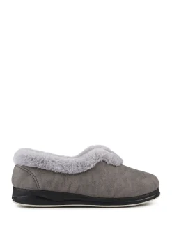Grijs - Pavers Wide Fit Memory Foam Cosy Slippers