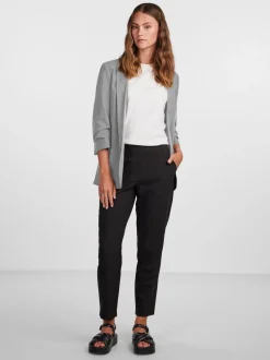 Grijs - Pieces blazer met gerimpelde mouwen