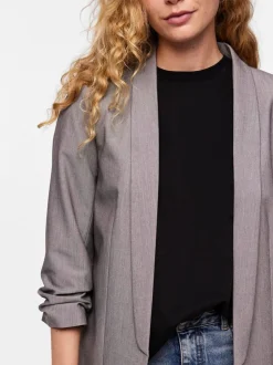 Grijs - Pieces blazer met gerimpelde mouwen