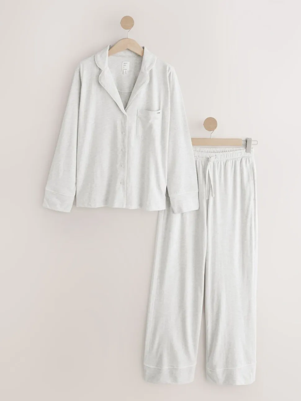 Grijs - Pyjama met knopen en jerseystof