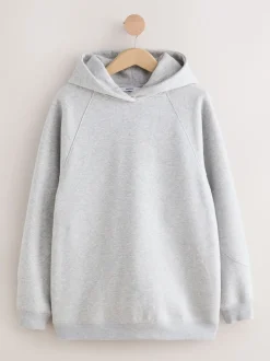 Grijs - Relaxte pasvorm zware lange hoodie