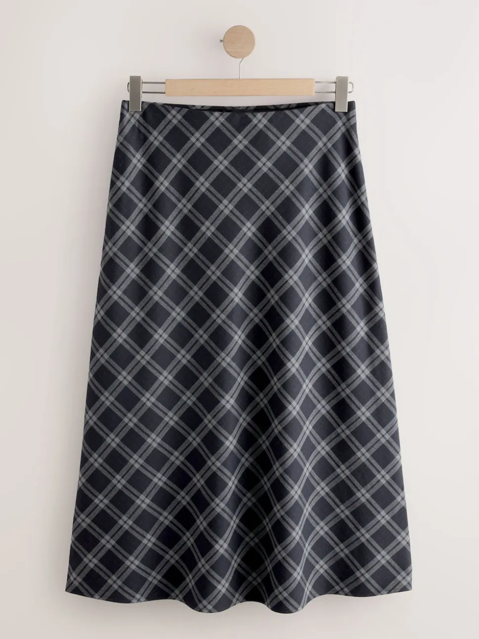 Grijs - Ruit Midi Slip Rok