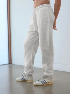 Grijs - Self. joggingbroek met boorden
