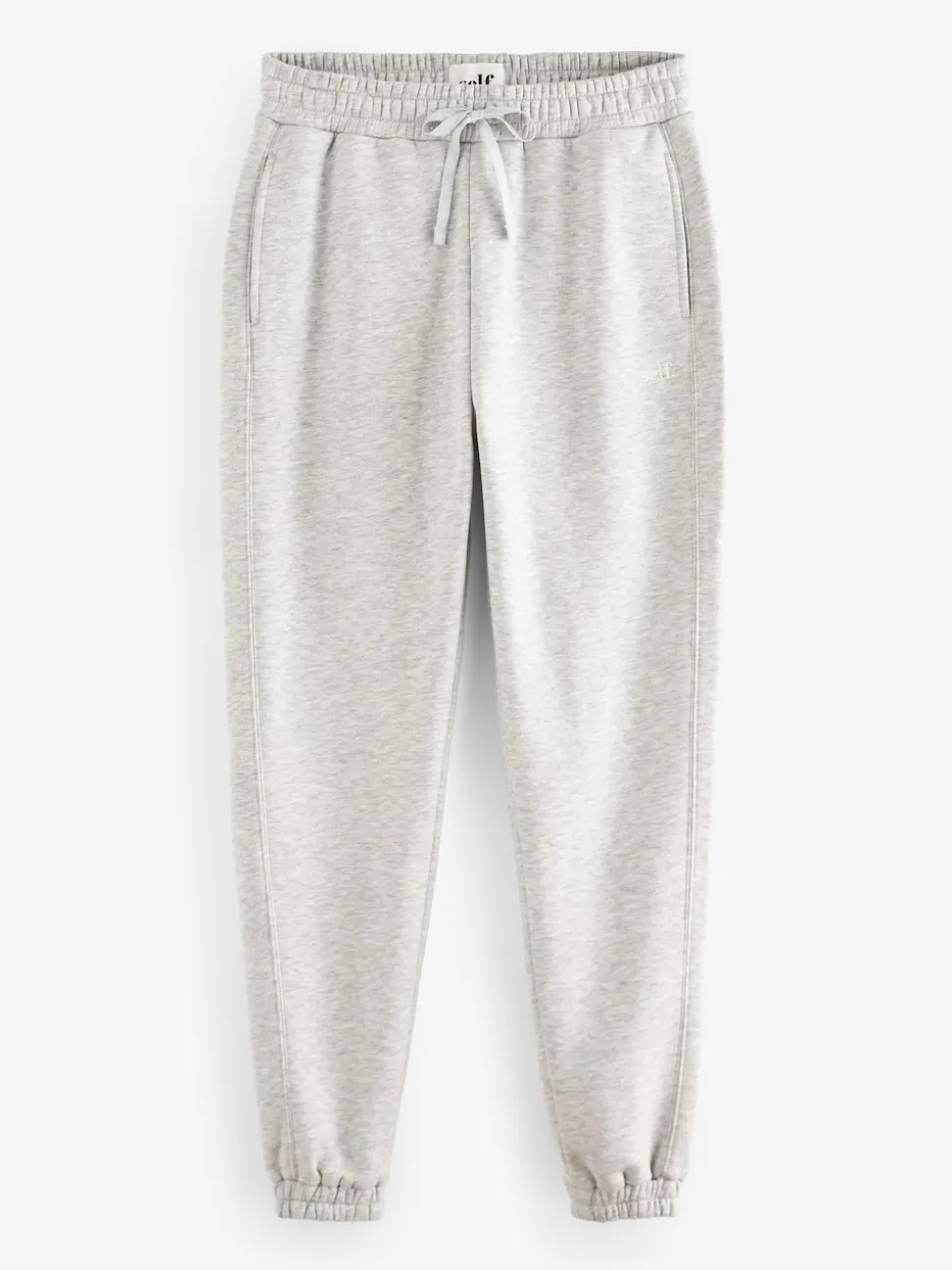 Grijs - Self. joggingbroek met boorden