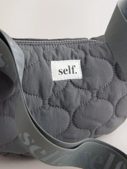 Grijs - Self. Nylon schoudertas